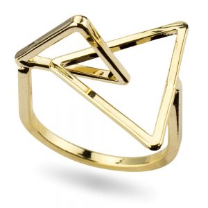 Ring Interlocked Triangles Made With Tin Alloy by JOE COOL
