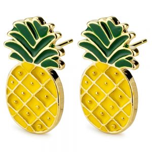 Stud Earring Pineapple Made With Enamel & Tin Alloy by JOE COOL