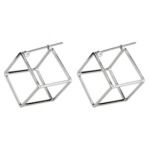 Stud Earring Cube Made With Tin Alloy by JOE COOL