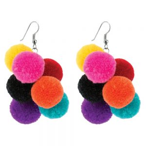 Drop Earring Pompom Bunch Made With Cotton by JOE COOL