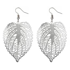 Drop Earring Etched Leaf Matte Made With Copper & Tin Plate by JOE COOL