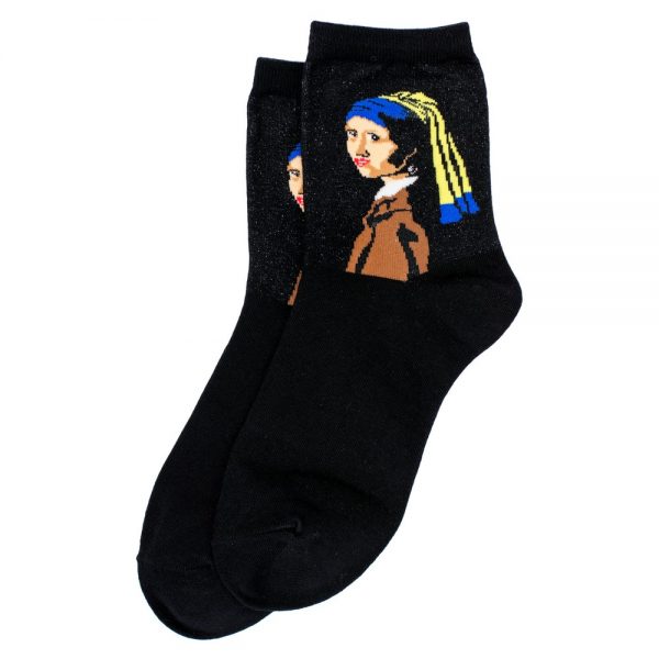 Socks Vermeer Girl With A Pearl Earring Made With Cotton & Spandex by JOE COOL