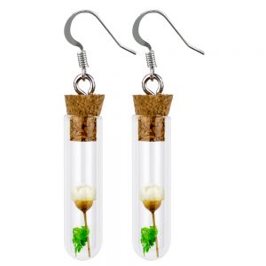 Drop Earring Test Tube Flower Vase Made With Glass & Iron by JOE COOL