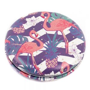 Compact Mirror Macaron Style Flamingo Parade Made With Pu & Glass by JOE COOL