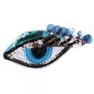 Brooch Embroidered Sequin Eye Made With Cotton by JOE COOL