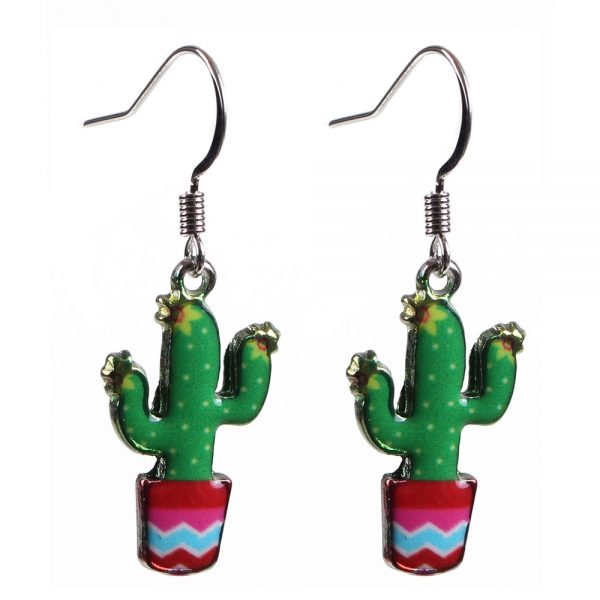 Drop Earring Cactus Made With Acrylic & Iron by JOE COOL