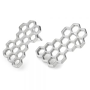 Stud Earring Honeycomb Made With Tin Alloy by JOE COOL