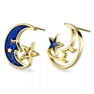 Stud Earring Moon & Star Made With Tin Alloy by JOE COOL