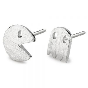 Stud Earring Retro Arcade Pacman & Ghost Made With Tin Alloy by JOE COOL