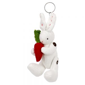 Keyring Moveable Rabbit With Carrot Made With Cotton by JOE COOL