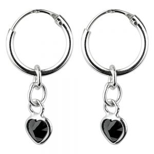 Hoop Earring Heart Made With 925 Silver & Crystal Glass by JOE COOL