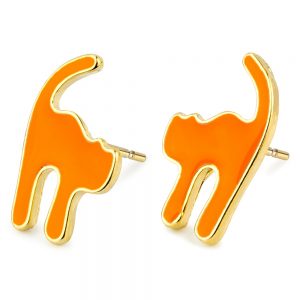Stud Earring Stressed Out Cat Made With Tin Alloy by JOE COOL