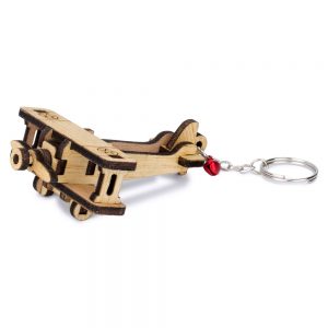 Keyring Laser Cut Military Propeller Plane Made With Wood by JOE COOL
