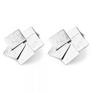 Stud Earring Overlapping Squares Made With Tin Alloy by JOE COOL