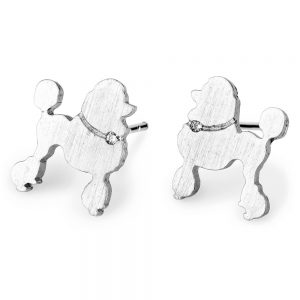 Stud Earring Poodle Made With Crystal Glass & Tin Alloy by JOE COOL