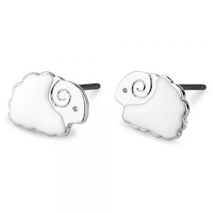 Stud Earring Sheep Made With Tin Alloy & Enamel by JOE COOL