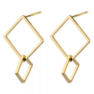 Stud & Drop Earring Double Square Made With Tin Alloy by JOE COOL