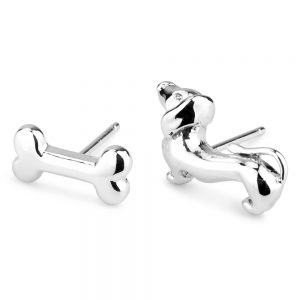 Stud Earring Dog And Bone Made With Tin Alloy by JOE COOL