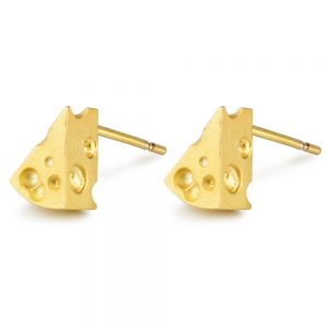 Stud Earring Cheese Wedge Made With Tin Alloy by JOE COOL