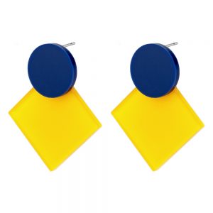 Stud Earring Disc With Square Made With Tin Alloy & Acrylic by JOE COOL