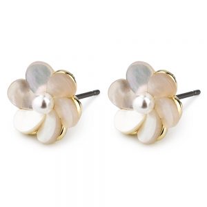 Stud Earring Blossom Made With 925 Silver & Pearl by JOE COOL