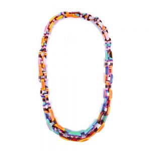 Necklace Colour Stripe Graduated Links Made With Acrylic by JOE COOL