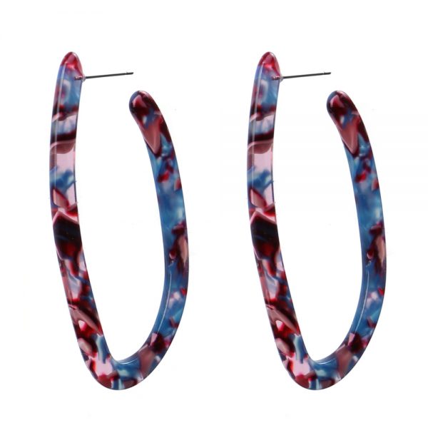 Drop Earring Mottle Hoop Made With Cellulose & Stainless Steel by JOE COOL