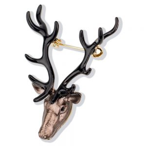 Clutch Pin Brooch Stag Head Made With Tin Alloy & Enamel by JOE COOL