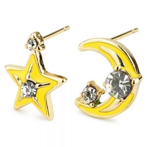 Stud Earring Moon And Star Made With Tin Alloy & Cubic Zirconium by JOE COOL