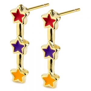 Stud Earring Three Stars Made With Tin Alloy & Enamel by JOE COOL