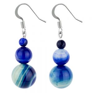 Drop Earring Night Sky Treble Marbles Made With Agate by JOE COOL