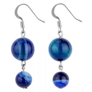Drop Earring Night Sky Double Marbles Made With Agate by JOE COOL