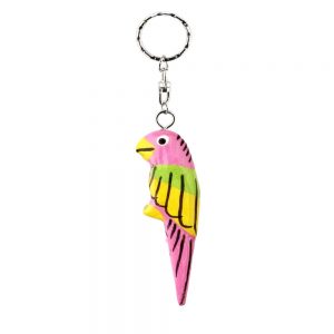 Keyring Hand Carved & Painted Parrot Made With Wood by JOE COOL