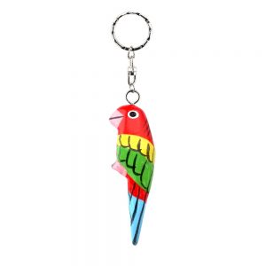 Keyring Hand Carved & Painted Parrot Made With Wood by JOE COOL
