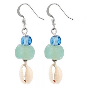 Drop Earring & Sea Glass Made With Cowrie Shell by JOE COOL
