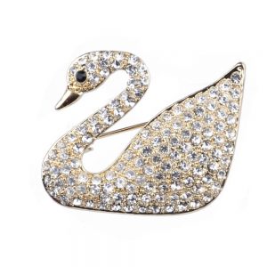 Brooch Swan Made With Crystal Glass & Tin Alloy by JOE COOL