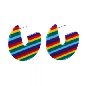 Drop Earring Rainbow Slice Made With Acrylic & Iron by JOE COOL