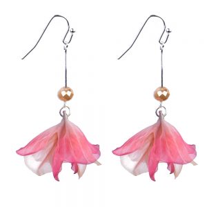 Drop Earring Japanese Bloom Made With Organza & Gem Stone by JOE COOL