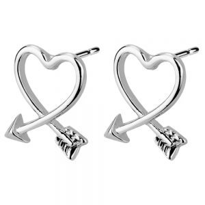 Stud Earring Cupids Heart Made With Enamel & Tin Alloy by JOE COOL