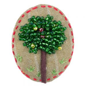 Brooch Oval Tree Made With Cotton & Bead by JOE COOL