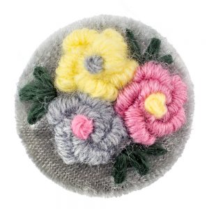 Brooch Embroidered Flowers Made With Velvet & Acrylic by JOE COOL
