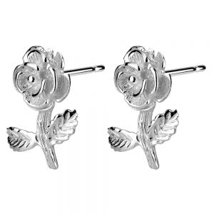 Stud Earring Rose Flower Made With 925 Silver by JOE COOL