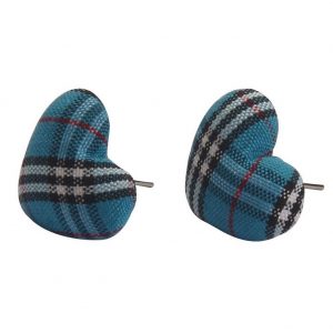 Stud Earring Tartan Heart Made With Polyester & Iron by JOE COOL