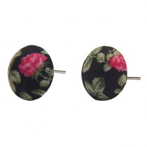 Stud Earring Textile Vintage Rose Made With Polyester & Iron by JOE COOL