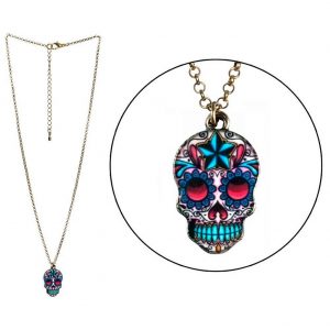 Necklace With A Pendant Skull Made With Tin Alloy & Enamel by JOE COOL