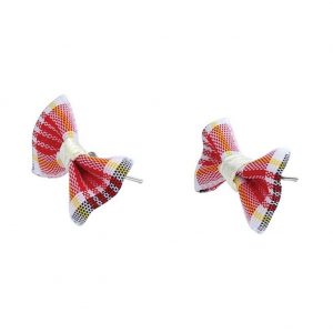 Stud Earring Tartan Bow Made With Cotton by JOE COOL