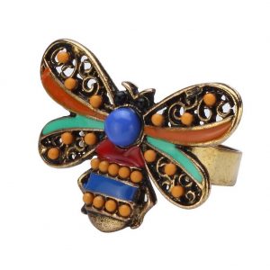 Ring Bee Made With Enamel & Crystal Glass by JOE COOL