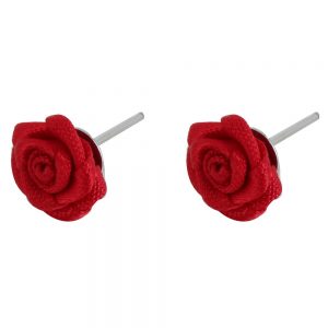 Stud Earring Satin Rose Made With Polyester by JOE COOL