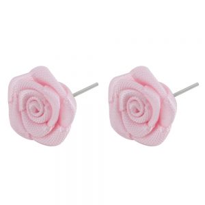 Stud Earring Satin Rose Made With Polyester by JOE COOL