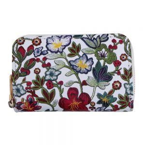 Zip Wallet Arts & Crafts Relief Floral Made With Pu by JOE COOL